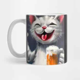 Happy Cat with Beer Mug